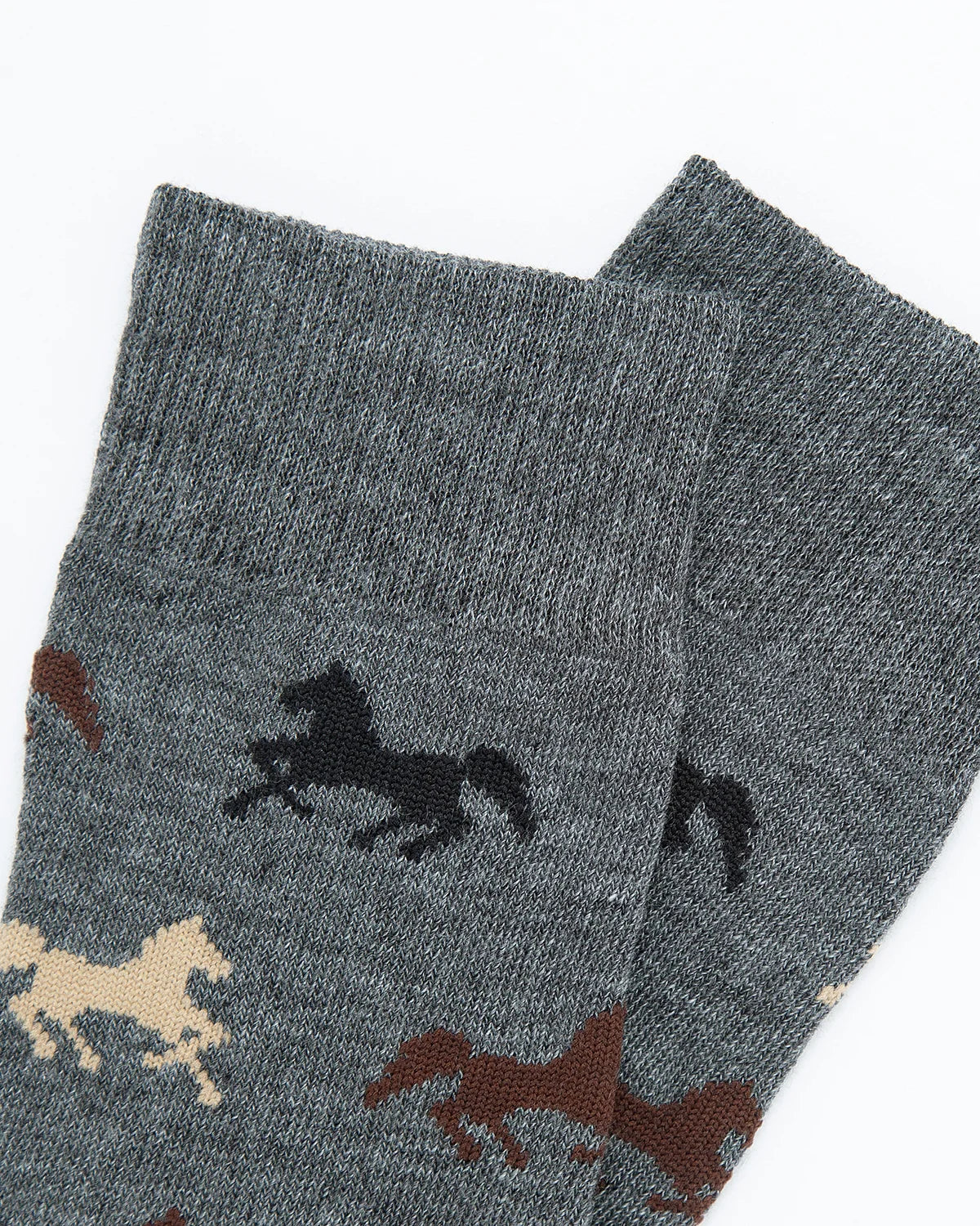 Medias Algodón Estampado Caballos - Fondo Gris